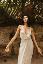 Solid Gold Maxi Dress - White Beach Dress