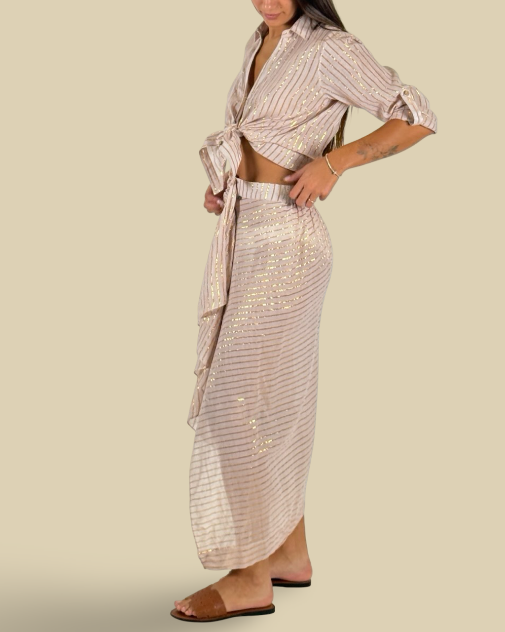 Brillare Midi Skirt (Brown)
