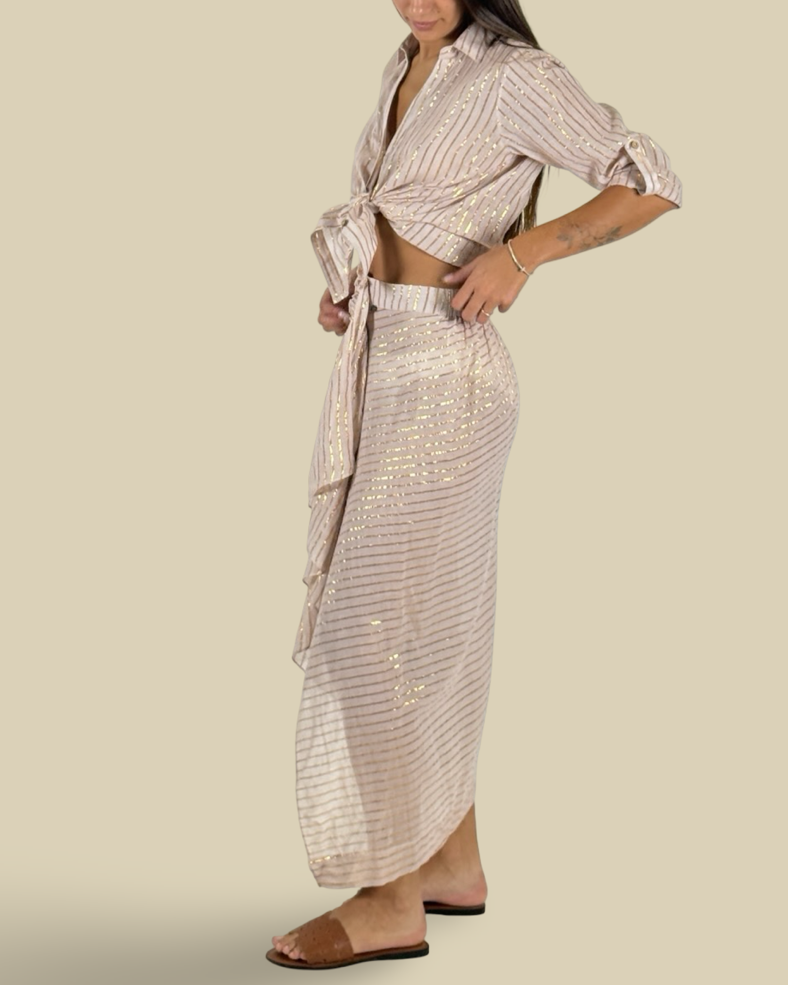 Brillare Midi Skirt (Brown)